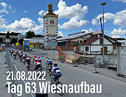 Oktoberfest 2022 Aufbau - Tag 63 (Sonntag, 21.08.2022) - mit Durchfahrt der Radrennfahrerinnen der European Championships 2022  (Foto: Martin Schmitz)